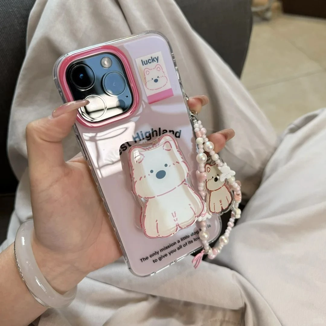 【店铺热销】可爱西高地小狗支架适用iPhone16PROMAX手机壳新款苹果