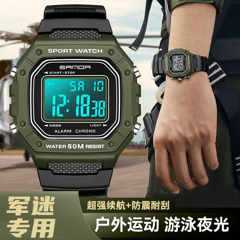 部队入伍军训专用手表男士多功能户外运动男款防水电子表2025新款