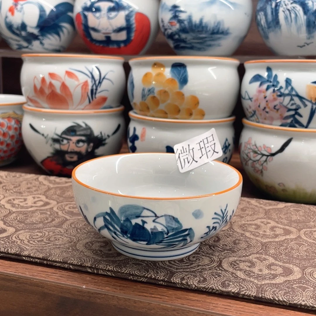 釉下手绘茶具微瑕