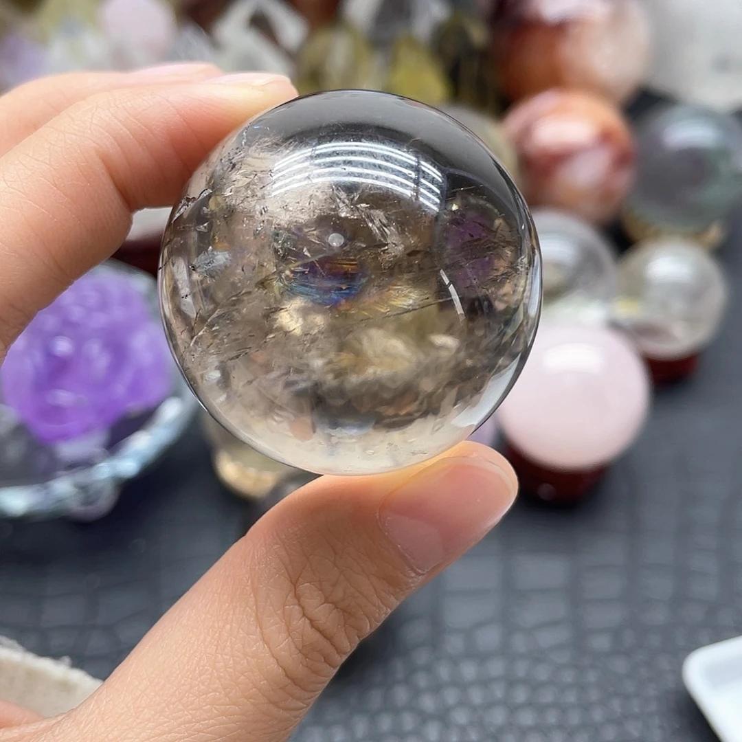 未镶嵌水晶珠宝半成品22茶晶球卡4mm微瑕