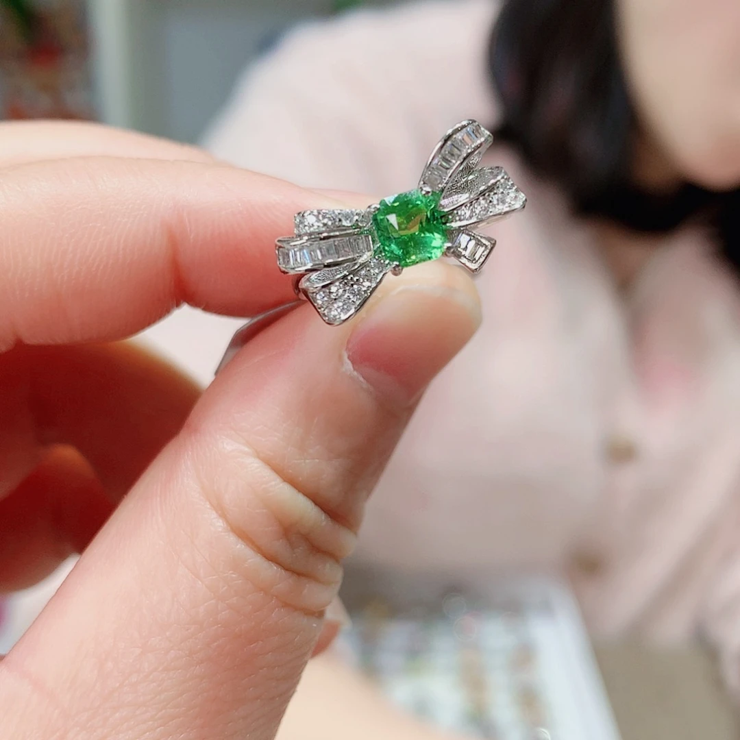 石榴石（沙弗莱）戒指银S925镶嵌戒指超美