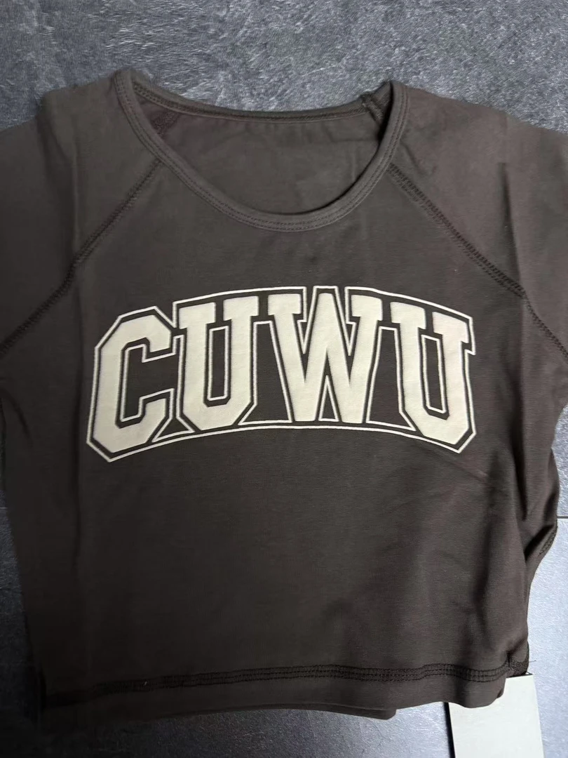 B22-1咖色“CUWU”字母短袖（15）