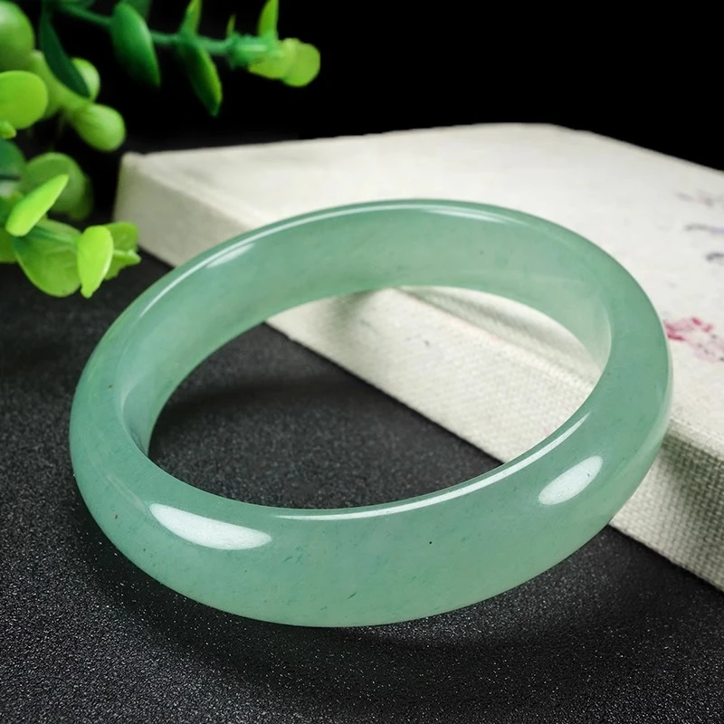 【天然玉东陵玉】镯子手镯女款满绿浅色冰种玉石手饰保真多样性发一