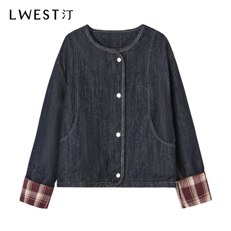 2070【马琦尧专属】朗文斯汀格纹撞色牛仔短外套DZMW4511C12070