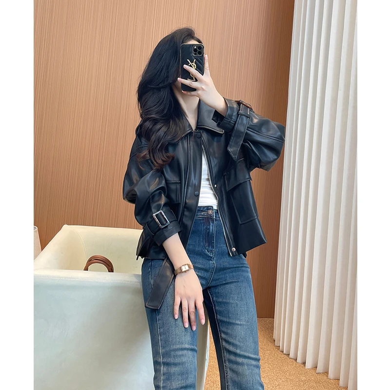 欧洲站黑色皮衣外套女2025新款早秋短款小个子酷飒风超火欧货夹克