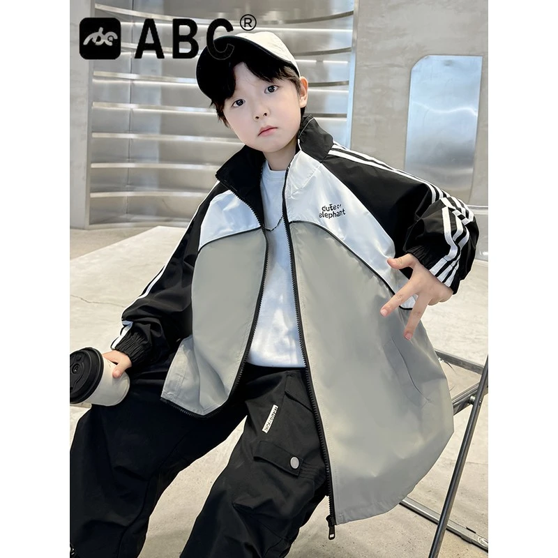 ABC男童春外套秋款新款洋气男孩中大儿童装冲锋衣帅气秋季上衣服
