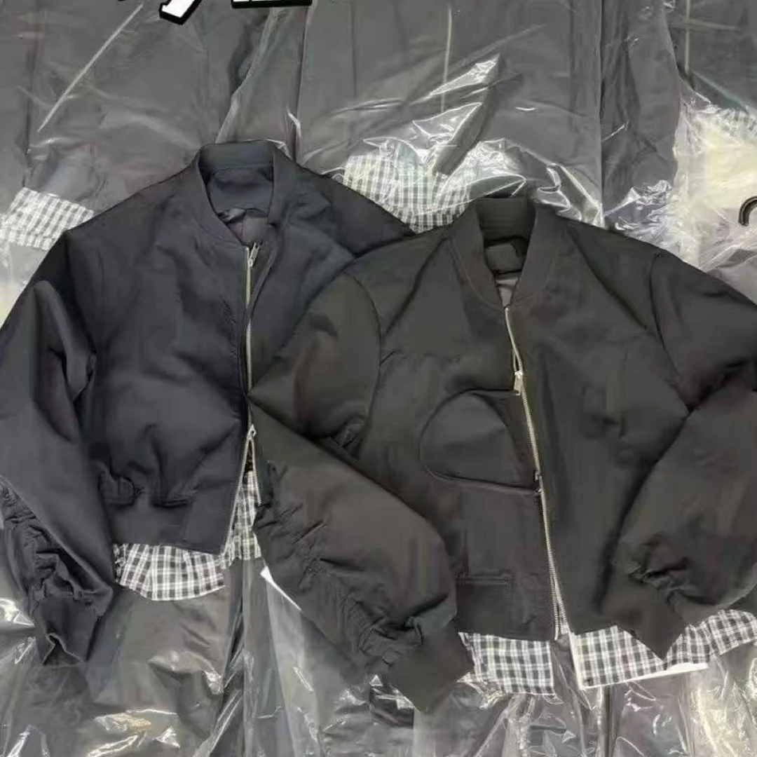高品质拼接格棒球服外套