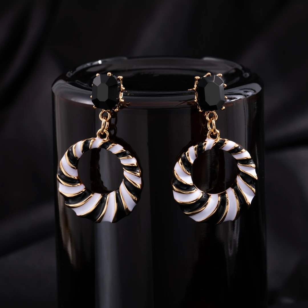 铜合金合成锆石耳饰 【LANSE 新年系列·斑马日记】复古欧美简约耳环