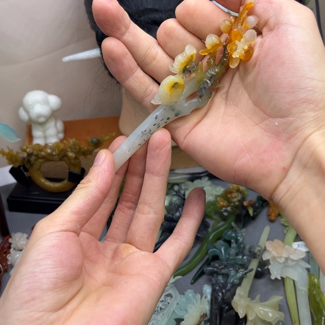 蛇纹石玉合金发饰