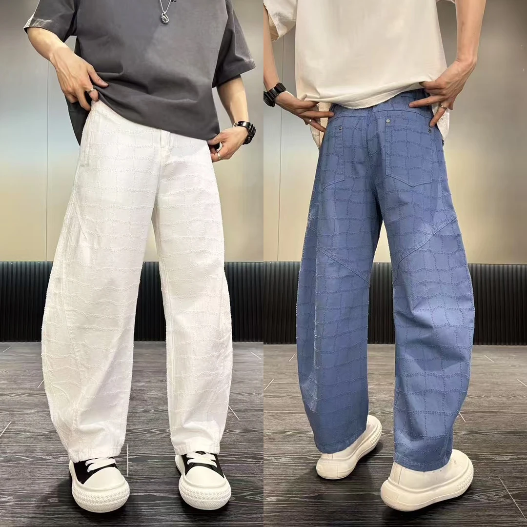 弯刀裤男夏季薄款男款裤子男生高级感痞帅潮男休闲裤直筒网红长裤
