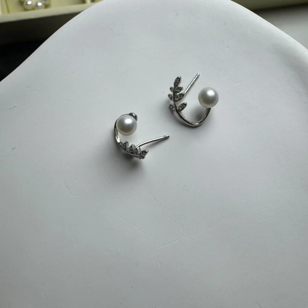 羽毛款淡水珍珠耳钉