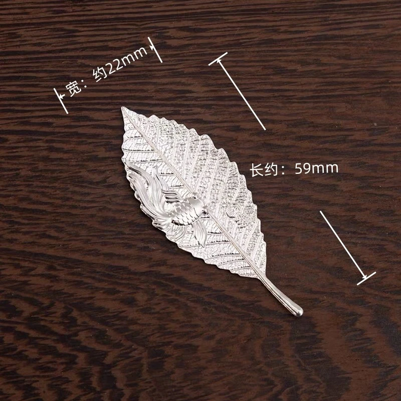 足银银制品 【玺吻】足银999树叶泡茶银叶子 年年有鱼泡茶神器DZ015