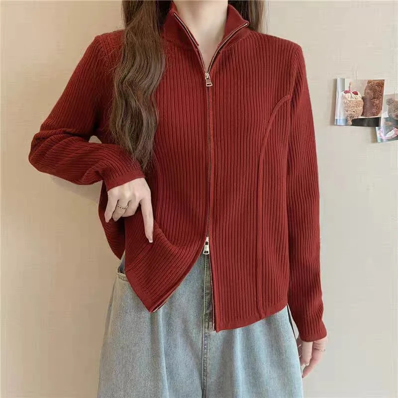 毛针织衫设计感纯色春季长袖短款春秋时尚宽松高领针织衫