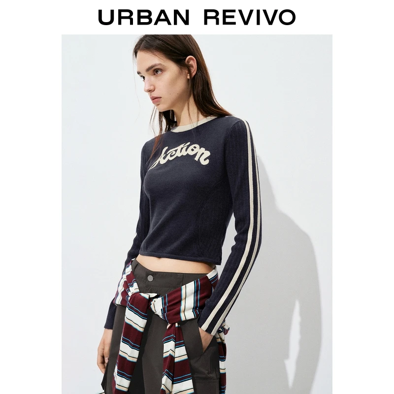 UR2025秋季新款女装流光风美式字母针织衫UYV950052+