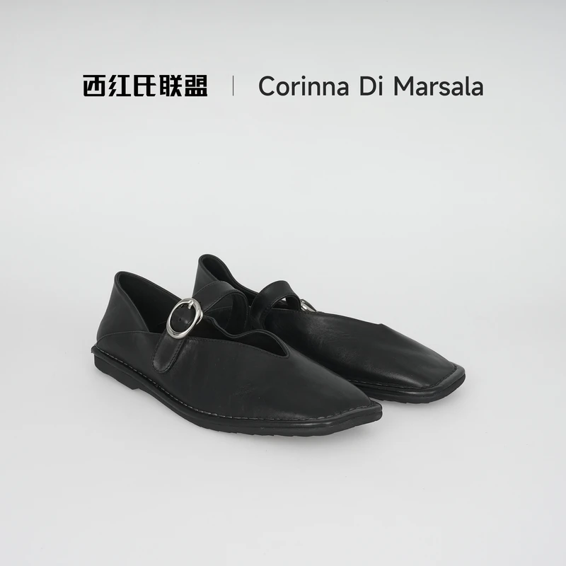 【西红氏联盟】复古平底方头舒适时尚单鞋X22B012501跟高1半码拍大