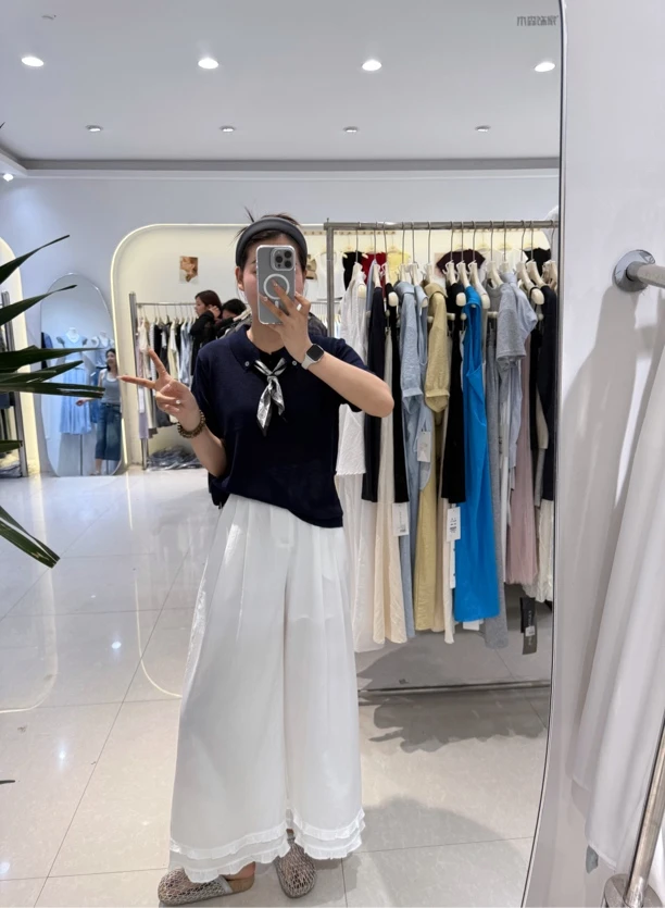 【柳6同款】智感美女~夏季凉感针织丝巾polo衫