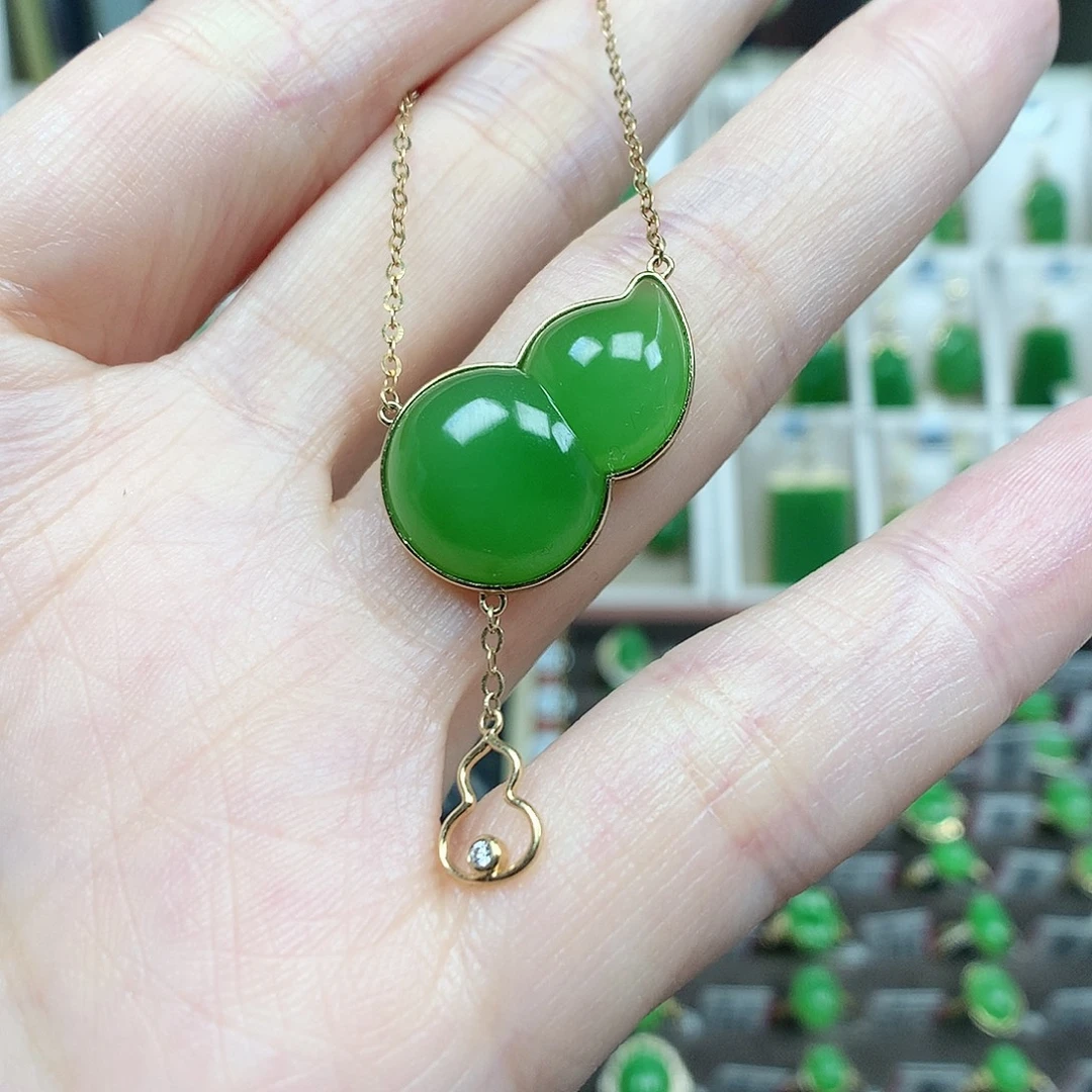 和田玉（碧玉）18K金镶嵌颈饰22