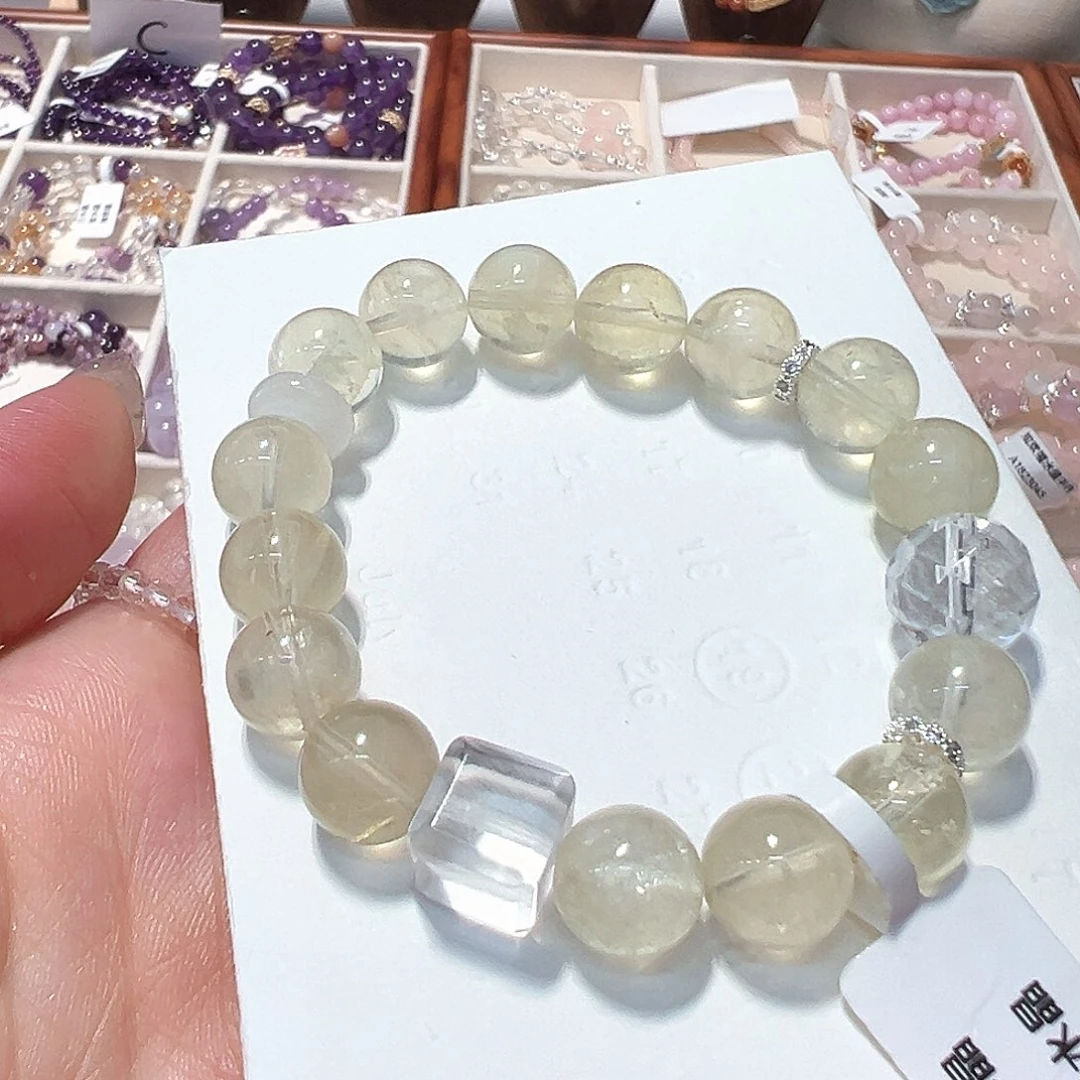 水晶手链合金柠檬黄水