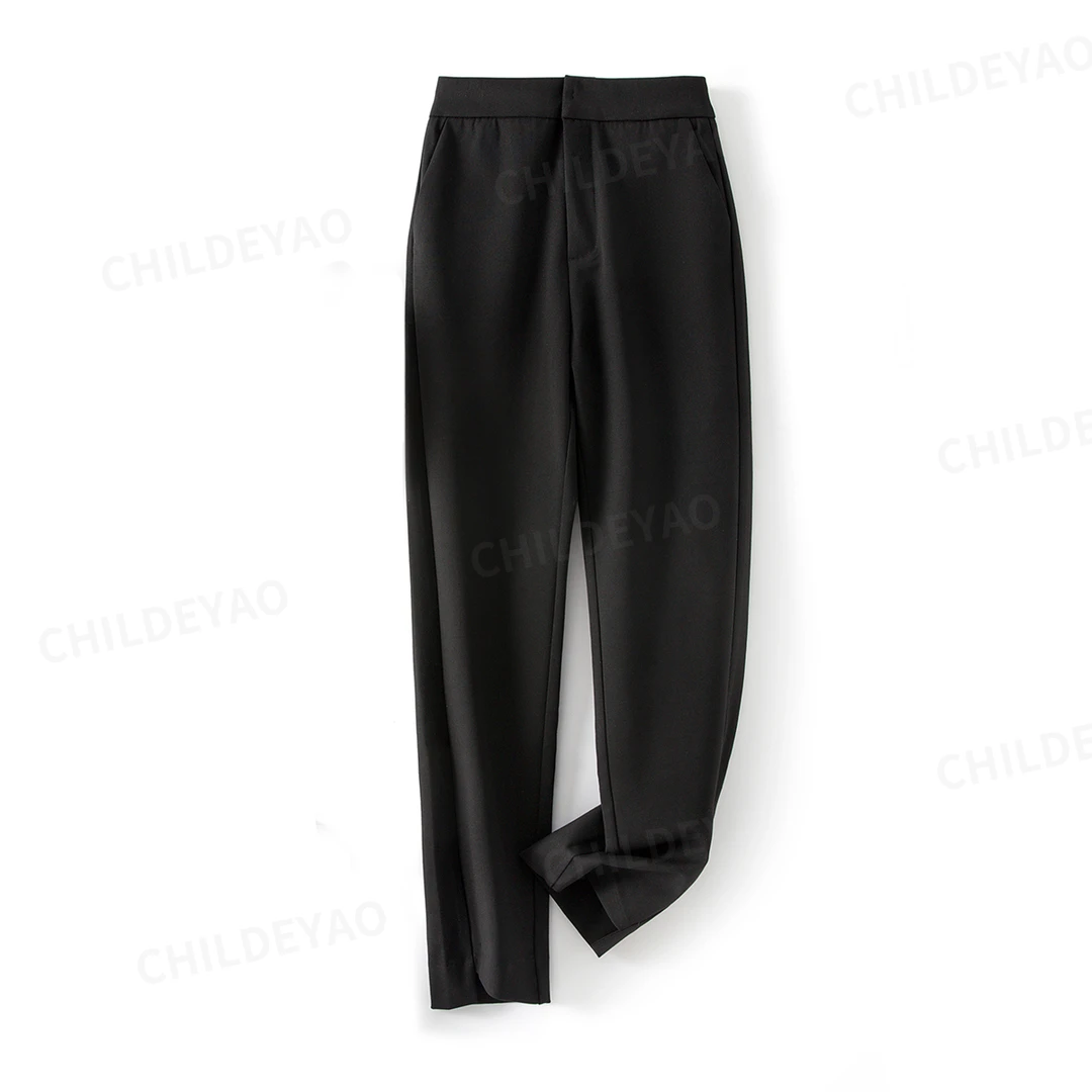 【都市经典】中高腰弹力九分不规则脚口烟管裤CYC51003K直筒秋冬