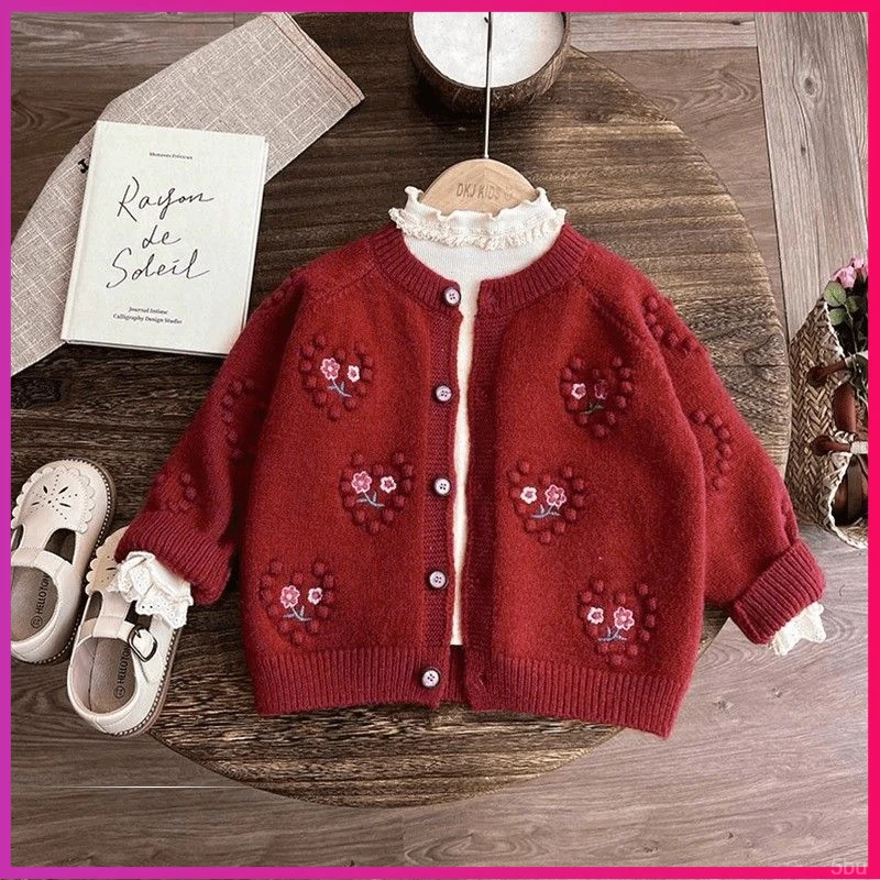 新款儿童春秋针织开衫女童休闲针织开衫2025秋冬新款儿童毛衣外套