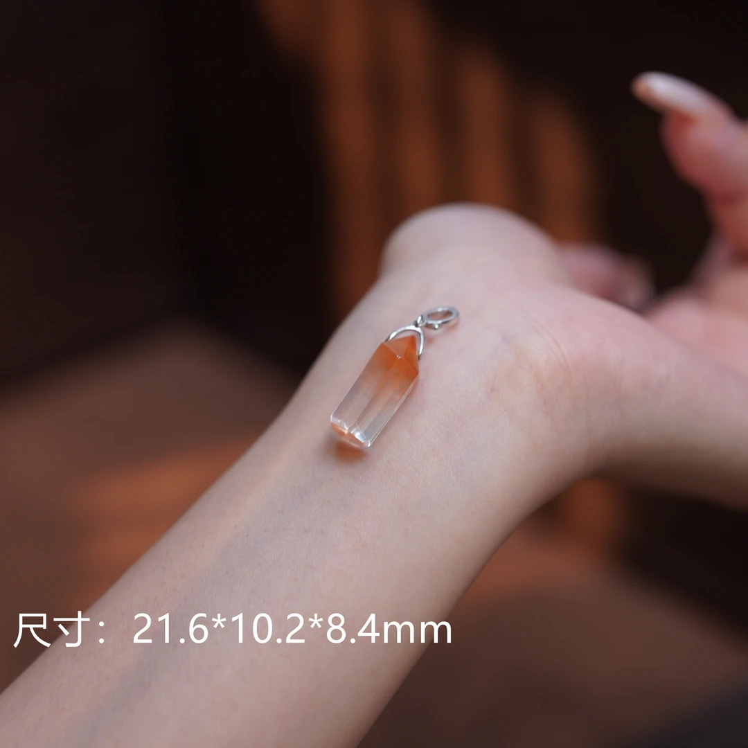 孤品【YLZ127】天然红兔毛水晶万能扣吊坠 S925银镶嵌