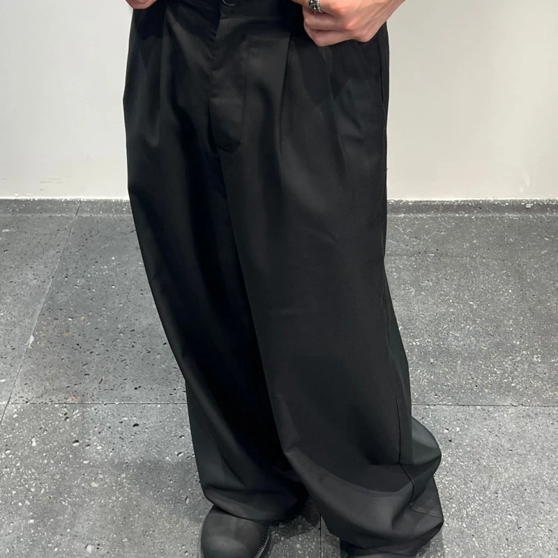 【黑标系列】结构高腰百搭宽松阔腿潮流休闲裤西装裤黑纯色34168-1