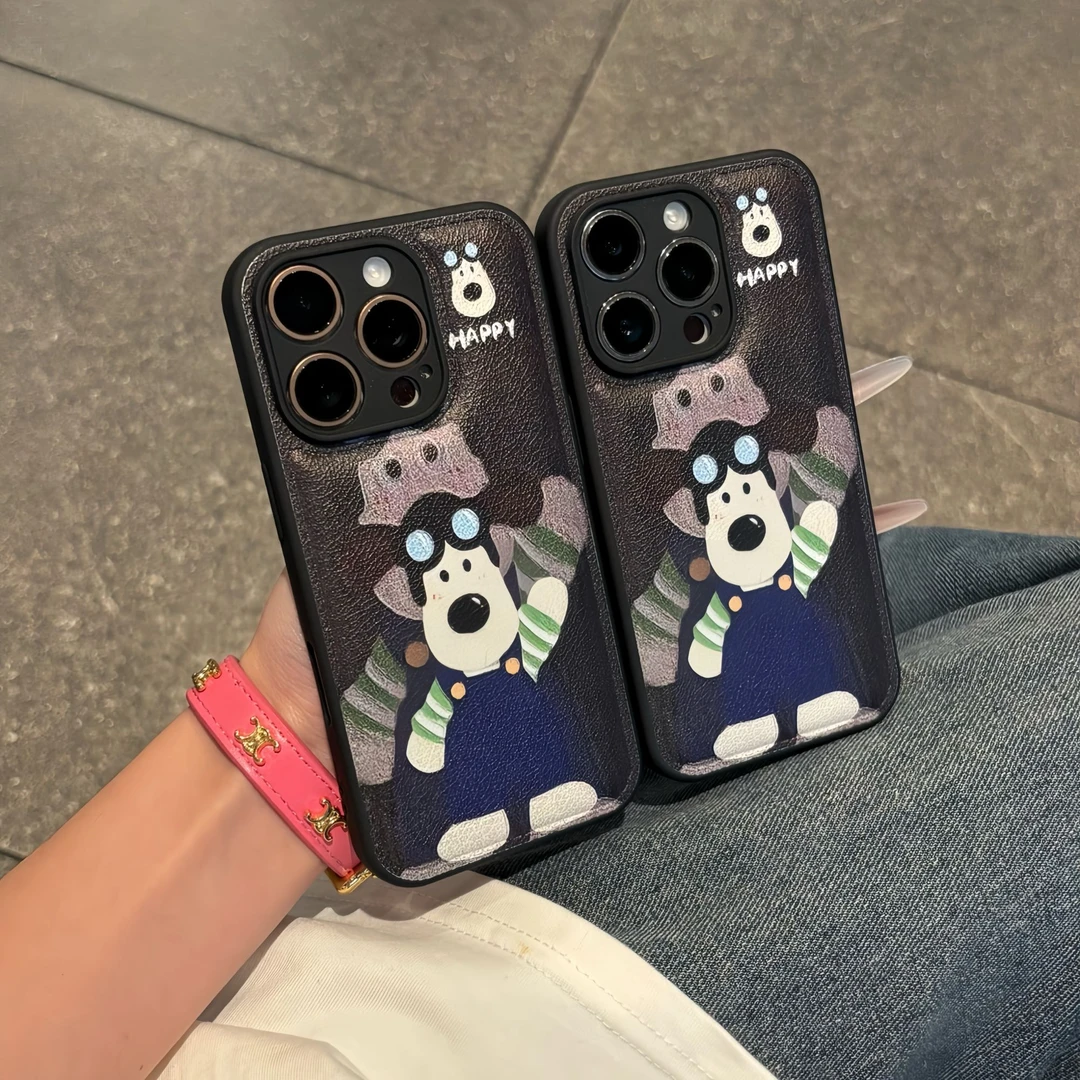 招手背带裤掌门狗适用苹果16/15手机壳iPhone14华为vivo小米oppo