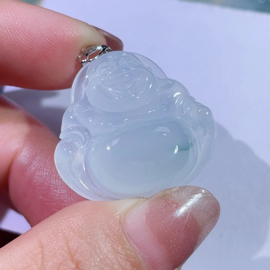 翡翠18K金镶嵌颈饰佛公