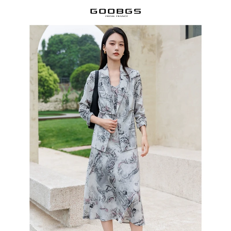 【谷邦L+】谷邦GOOBGS 水墨印花吊带裙子 G4243121-6