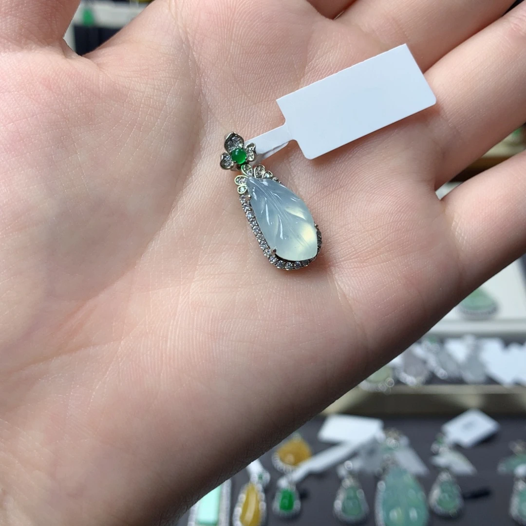 翡翠银S925镶嵌挂件