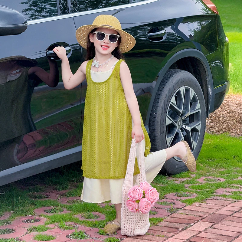 女孩洋气套装夏2025新款女童夏季休闲两件套儿童裙子海边度假衣服