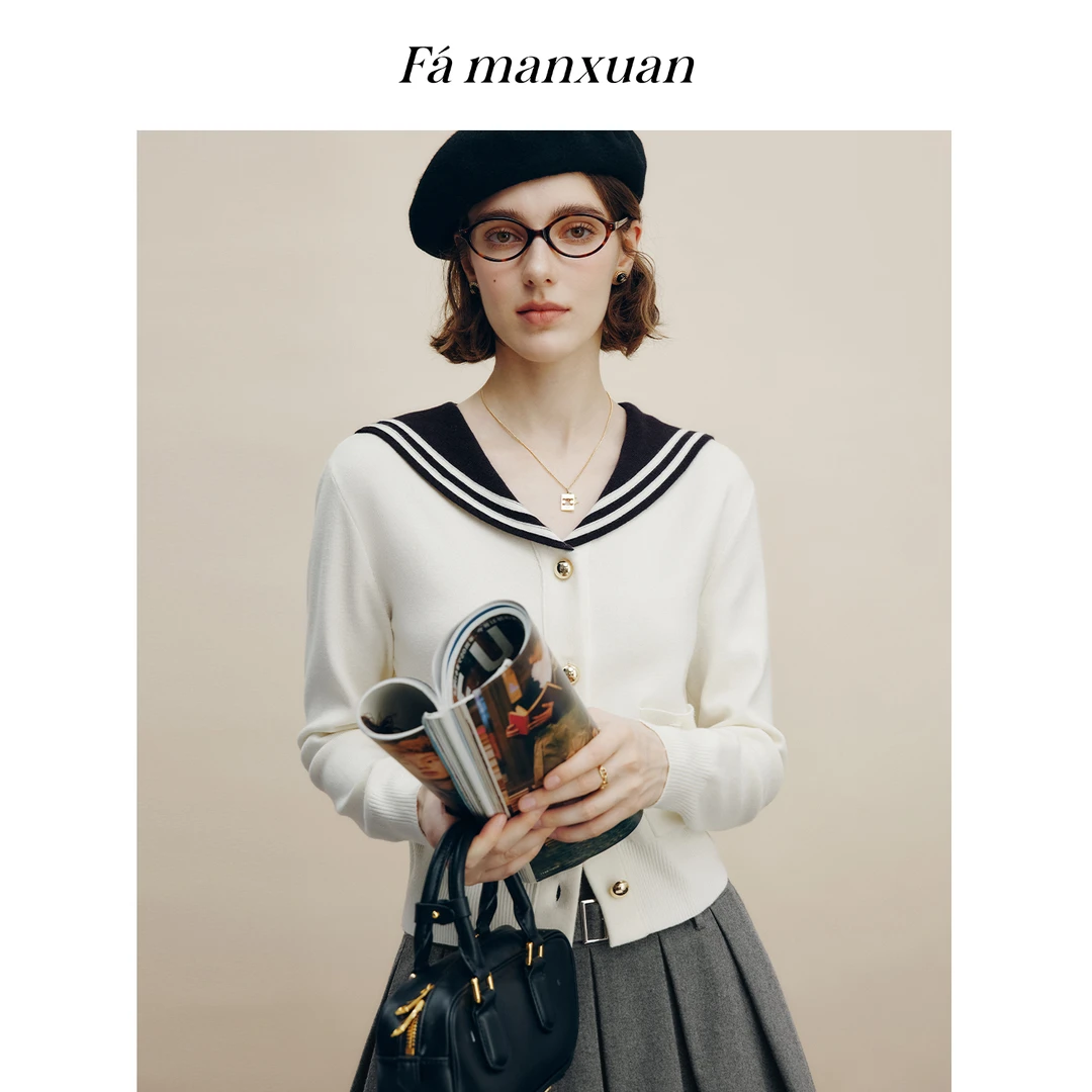 【诗语专属】法曼萱羊毛针织开衫女2025冬上衣MT1204