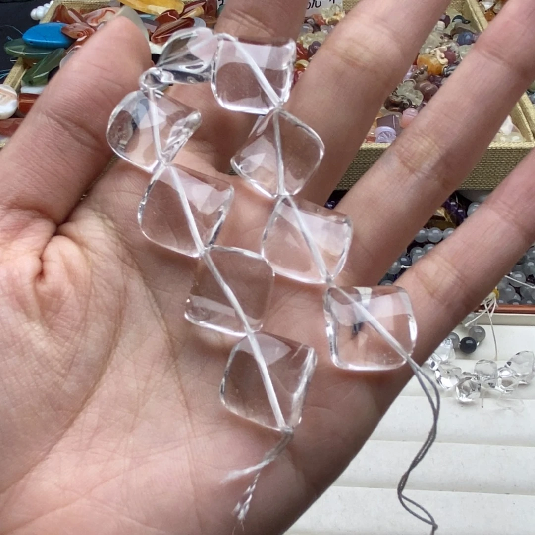 玛瑙/玉髓未镶嵌珠宝半成品两个装纯天然白水晶扭扭片