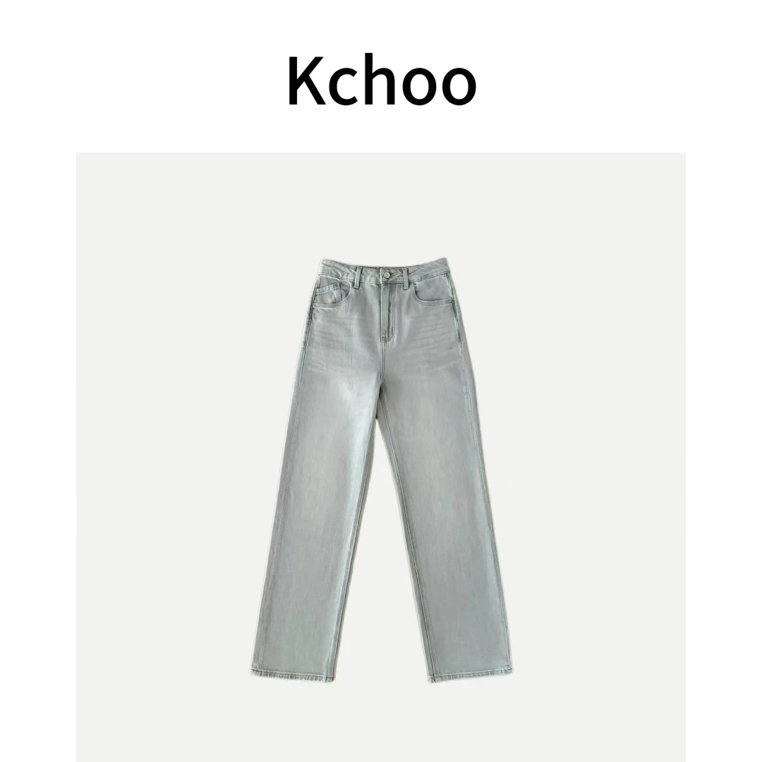 Kchoo褪色高级设计师晓星水洗小拖地时尚牛仔裤轻奢清冷牛仔裤