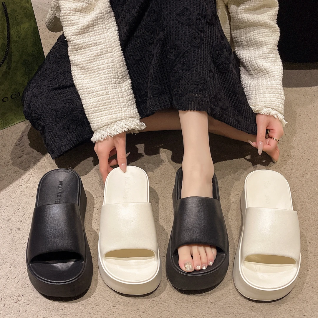 厚底增高6厘米拖鞋女夏外穿2025年透气软底小个子沙滩玩水一字拖