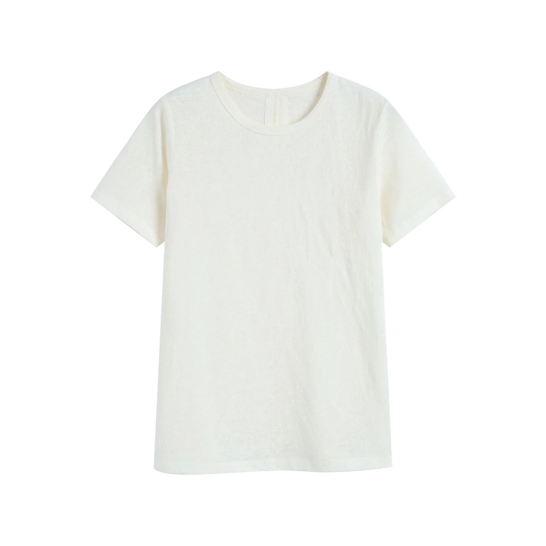 30886【UN订单】透凉亚麻短袖T恤上衣0673