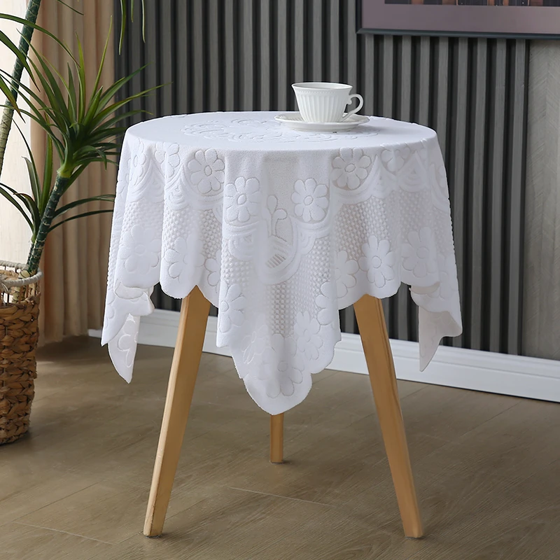 腊梅花盖巾蕾丝桌布ins复古台布茶几床头柜沙发冰箱防尘盖布镂空
