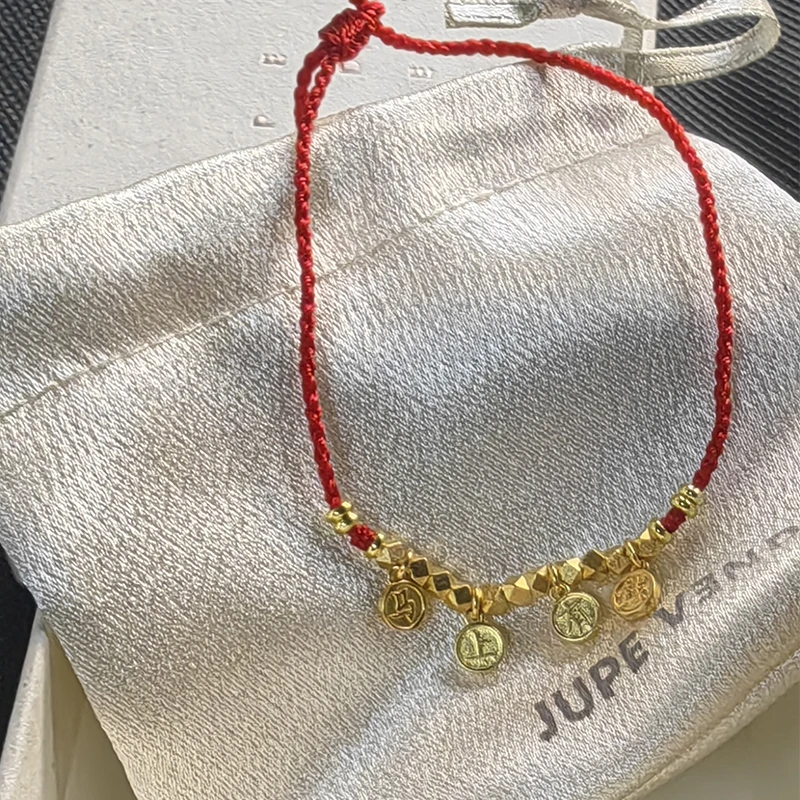 合金脚链 张大奕 马上有钱好运手绳脚绳手工编绳显白红绳新年礼物