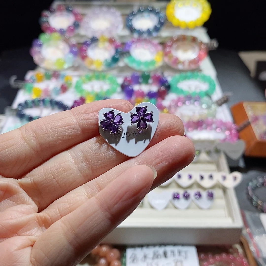 萤石未镶嵌手链耳钉