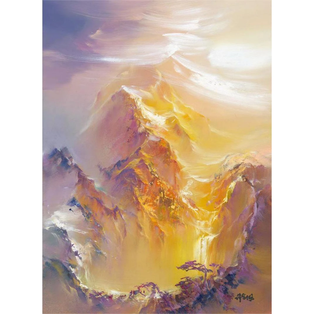 【日照金山】过道玄关 装饰画 油画客厅玄关办公室茶室挂画