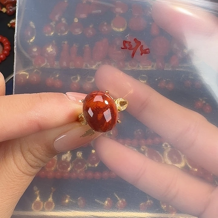 南红玛瑙银S925镶嵌戒指