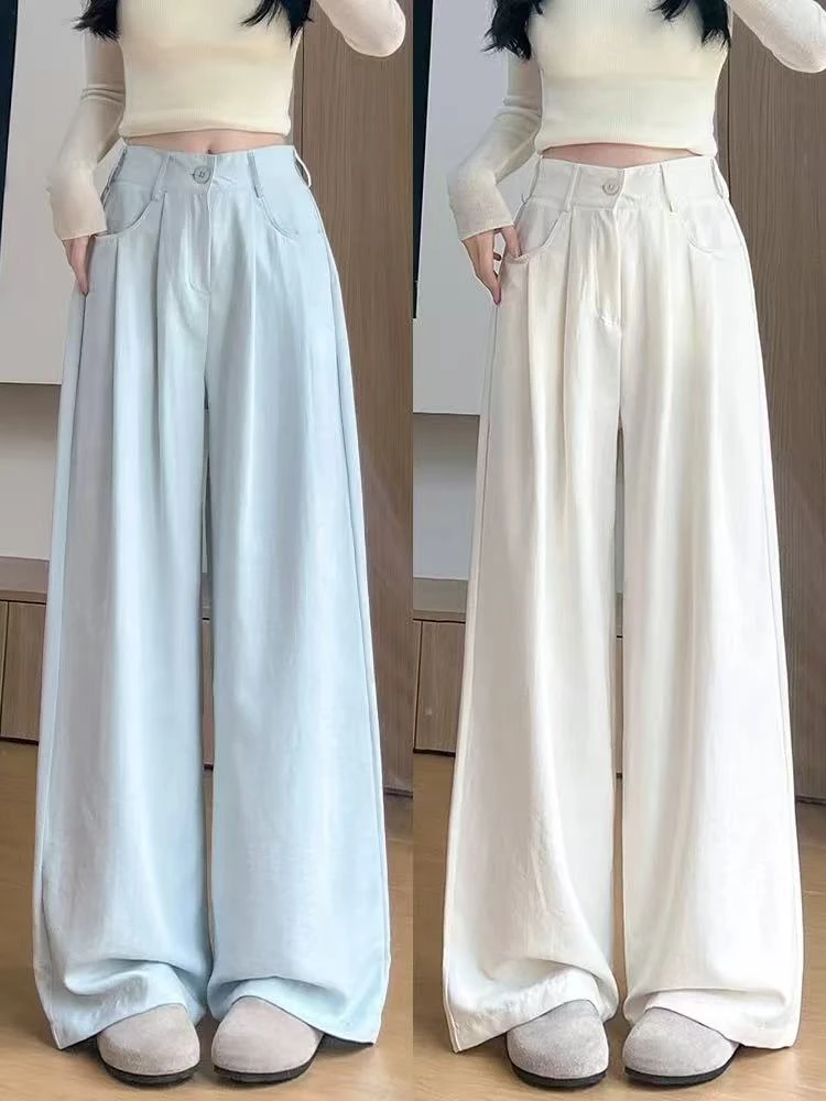 【现货+运费险】奶油西装阔腿裤夏季新品宽松百搭直筒裤