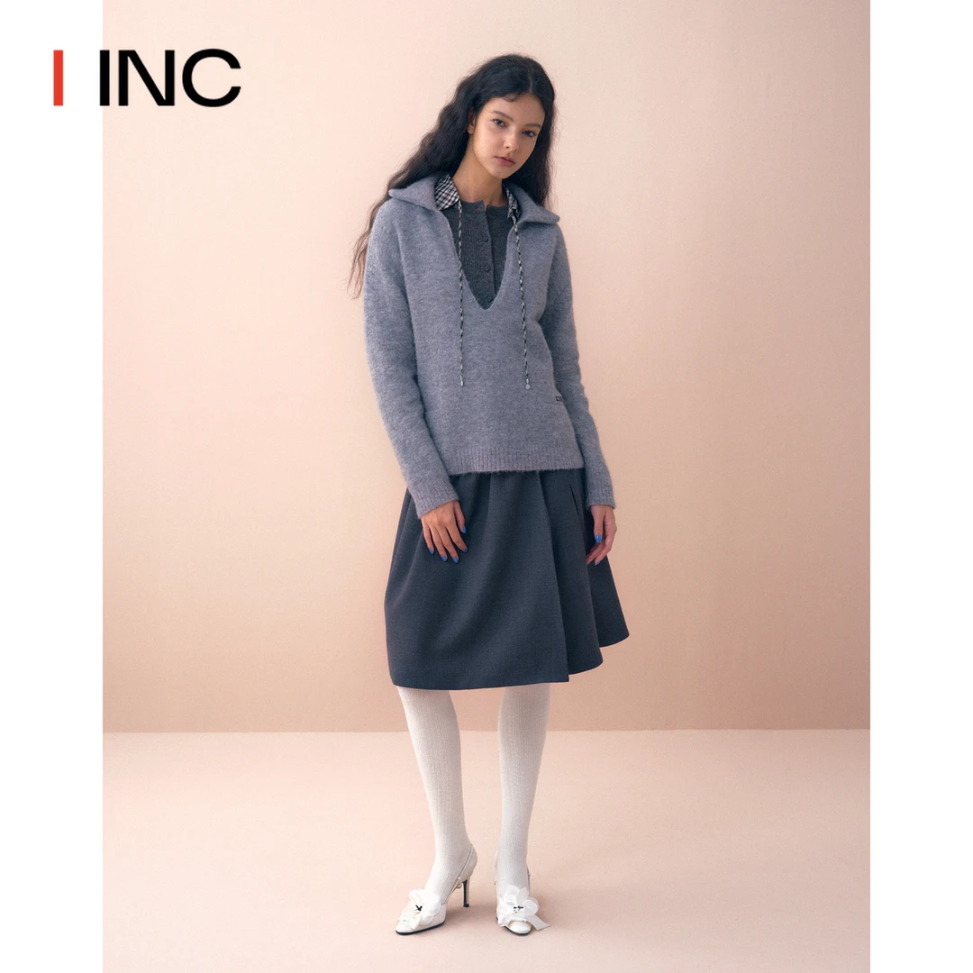 MARCHEN 冬季新款时尚读书会花苞半身裙短裙女士IINC
