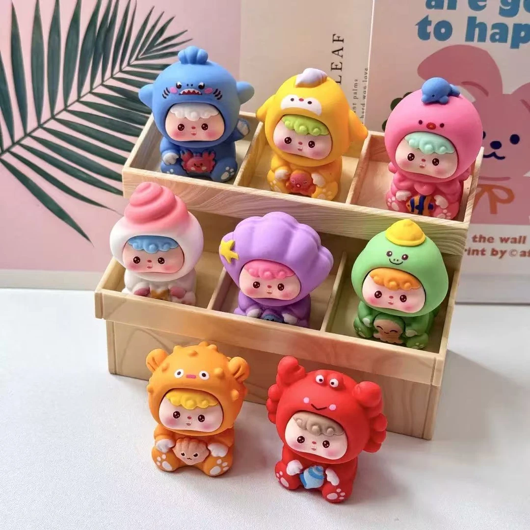 【双许愿+九宫格】手感漆海洋动物崽崽可爱车载家居桌面小摆件饰品