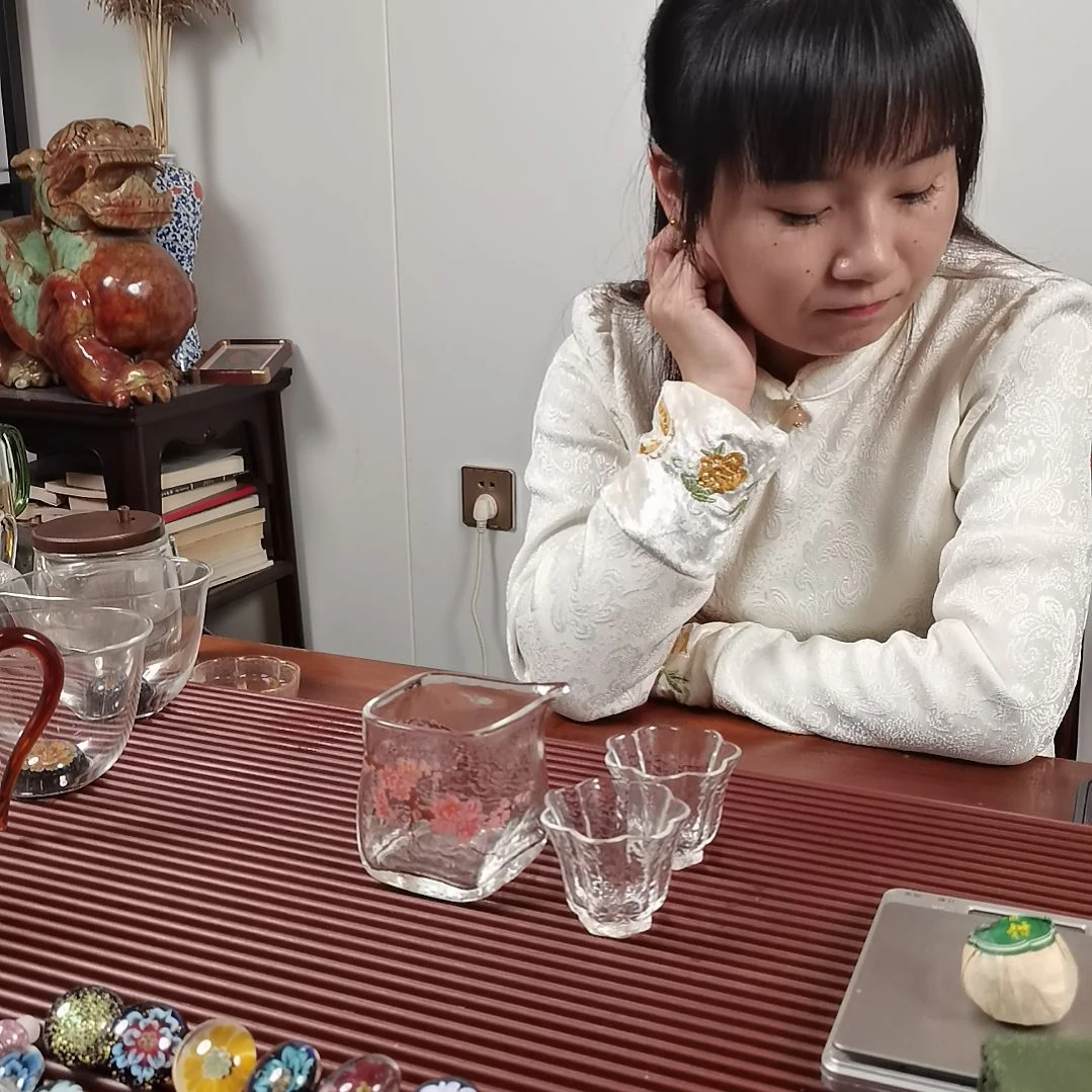 高硼硅玻璃手柄款暗香疏影锤纹小四方公杯配两支小杯