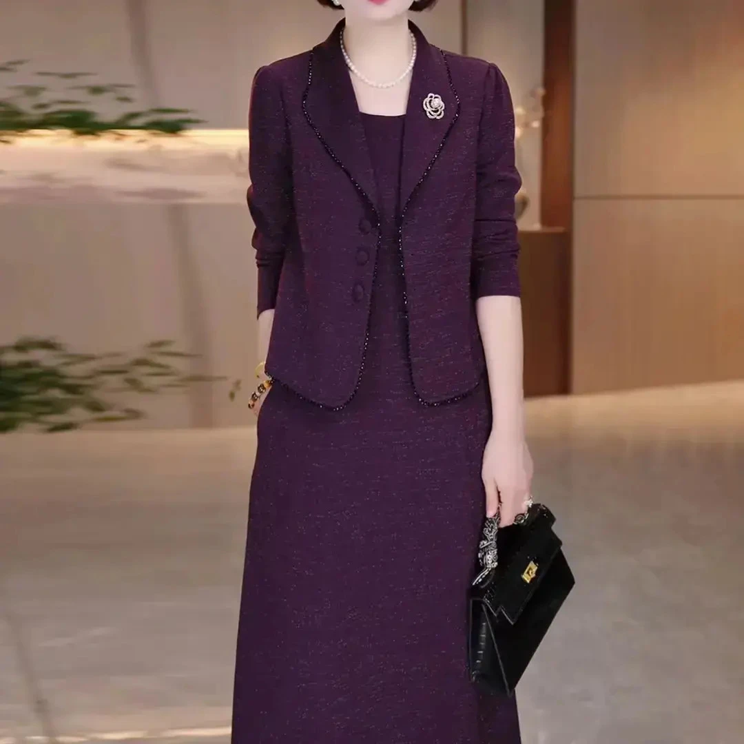 大码气质轻奢假两件连衣裙秋季新款时尚优雅显瘦遮肉中长款