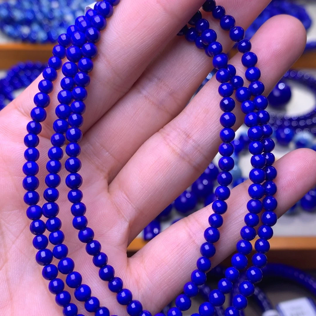 青金石未镶嵌手串4mm4圈