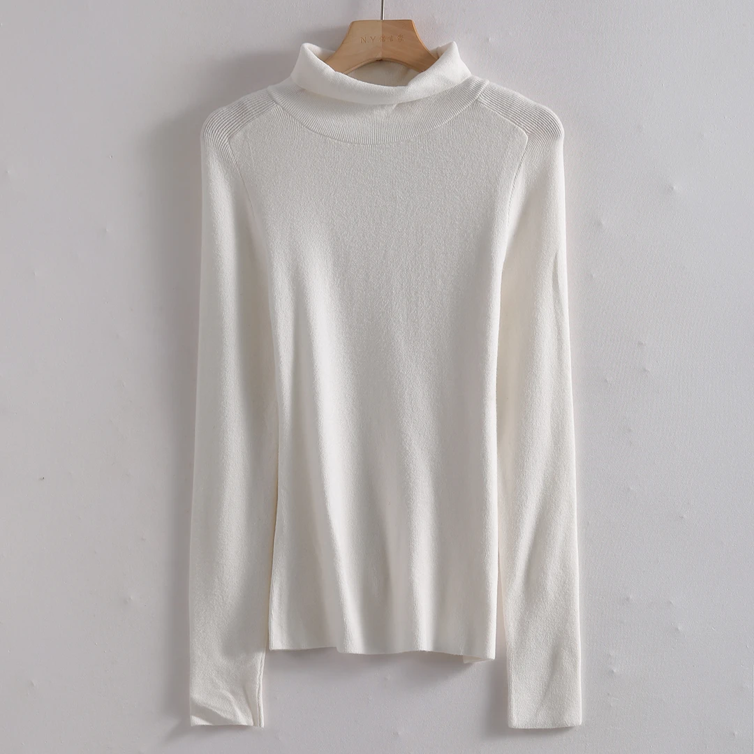 D11P-R-9231 软糯亲肤！纯色长袖高领圆领女士纯色短款针织衫