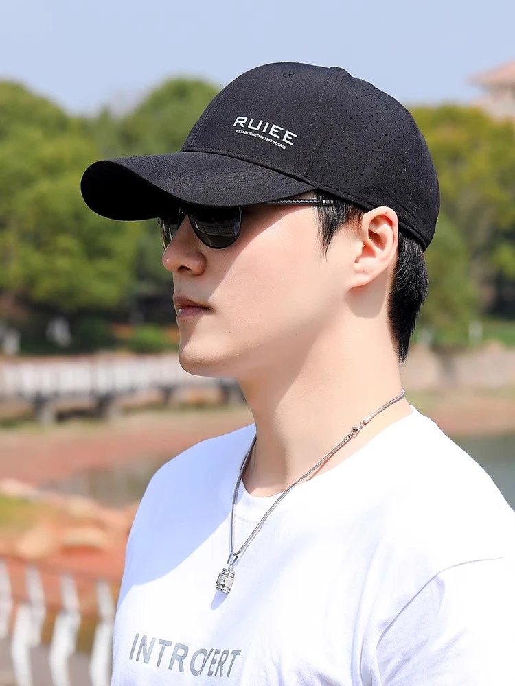 帽子男士夏季透气速干棒球帽硬顶有型显脸小鸭舌帽户外防晒遮阳帽