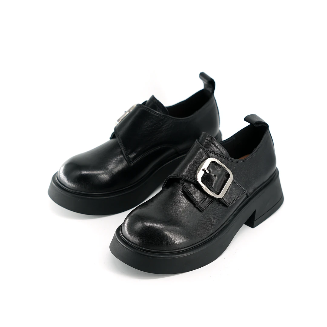 【小刚懂鞋】2024秋冬圆头厚底乐福鞋真皮手工女鞋百搭通勤鞋5052-3